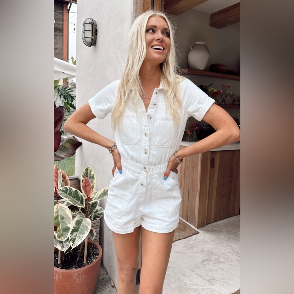 Show Me Your MuMu Ivory Button up Romper